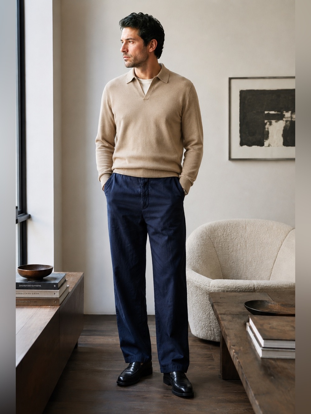 Maison Martin Margiela Navy Linen Blend Relaxed Straight Trousers EUC 32x31 2576
